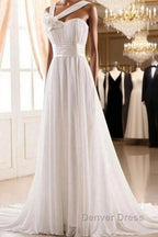 Sweetheart Chiffon Handmade Flower Wedding Dresses
