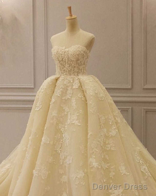 Sweetheart Corset Wedding Dress 3D Lace Embroidery