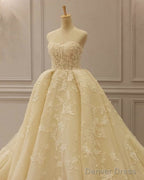 Sweetheart Corset Wedding Dresses 3D Lace Embroidery
