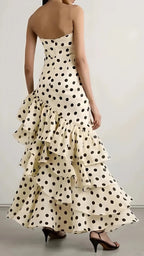 Sweetheart Dots Ruffle Chiffon Prom Dresses,