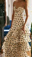 Sweetheart Dots Ruffle Chiffon Prom Dresses,