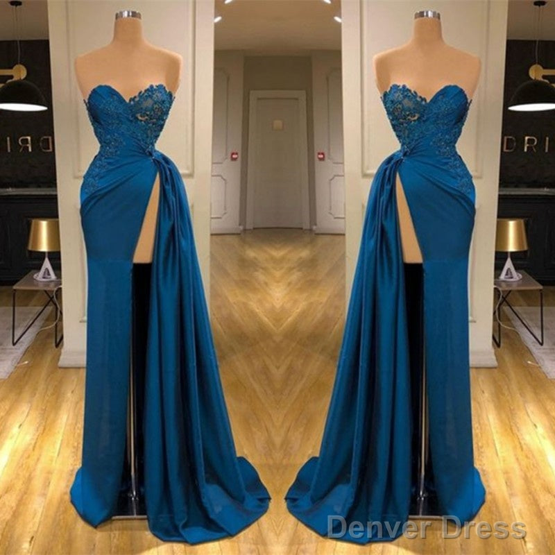 Sweetheart Lace Appliques Prom Dress Long With Split