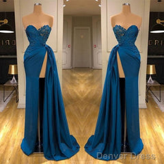 Sweetheart Lace Appliques Prom Dress Long With Split