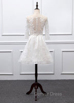 Sweetheart Lace Short Long Sleeves Wedding Dresses