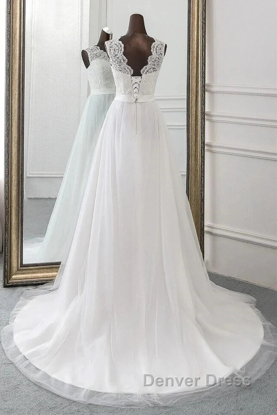 Sweetheart Lace Up Sleeveless Long Wedding Dresses Secondary image
