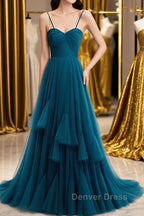 Sweetheart Neck Blue Long Prom Dress, Long Blue Prom Graduation Prom Dresses