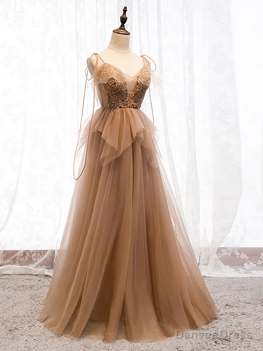 Sweetheart Neck Floor Length Champagne Lace Prom Dress, Champagne Lace Prom Dresses
