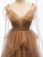 Sweetheart Neck Floor Length Champagne Lace Prom Dress, Long Champagne Lace Prom Dresses