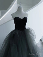 Sweetheart Neck Gray Tulle Long Prom Dress Gray Tulle Long Prom Graduation Dresses