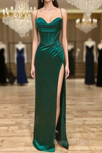 Sweetheart Neck Green Mermaid Long Prom Dresses