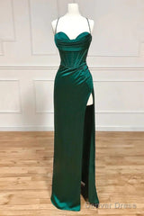 Sweetheart Neck Green Mermaid Long Prom Dresses