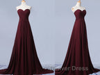 Sweetheart Neck Maroon Long Prom Dress, Burgundy Long Prom Bridesmaid Dresses