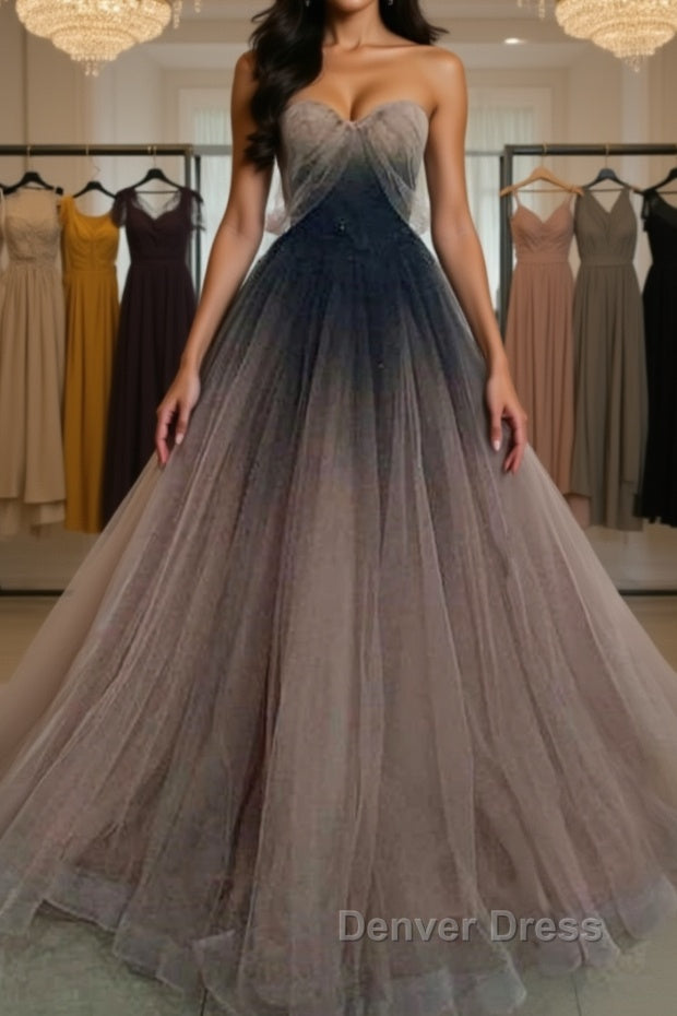 Sweetheart Neck Open Back Ombre Long Prom Dress, Ombre Prom Dresses Main image