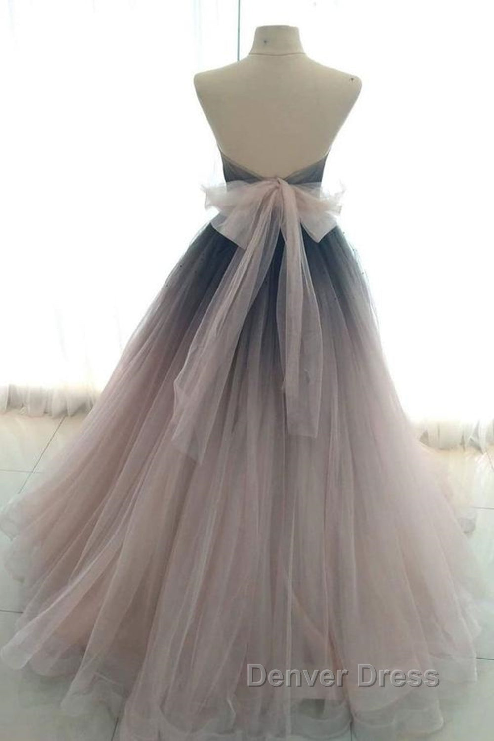 Sweetheart Neck Open Back Ombre Long Prom Dress, Ombre Prom Dresses