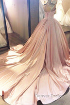 Sweetheart Neck Pink Lace Prom Dress, Pink Lace Long Prom Dresses