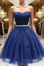 Sweetheart Neck Short Blue Prom Dress, Short Blue Prom Homecoming Graduation Dresses