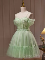 Sweetheart Neck Short Green Prom Dress, Short Green Graduation Homecoming Dresses