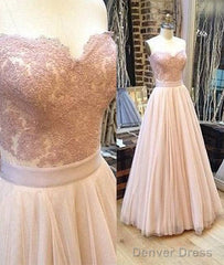 Sweetheart Neck Tulle Lace Long Prom Dress, Lace Evening Dress
