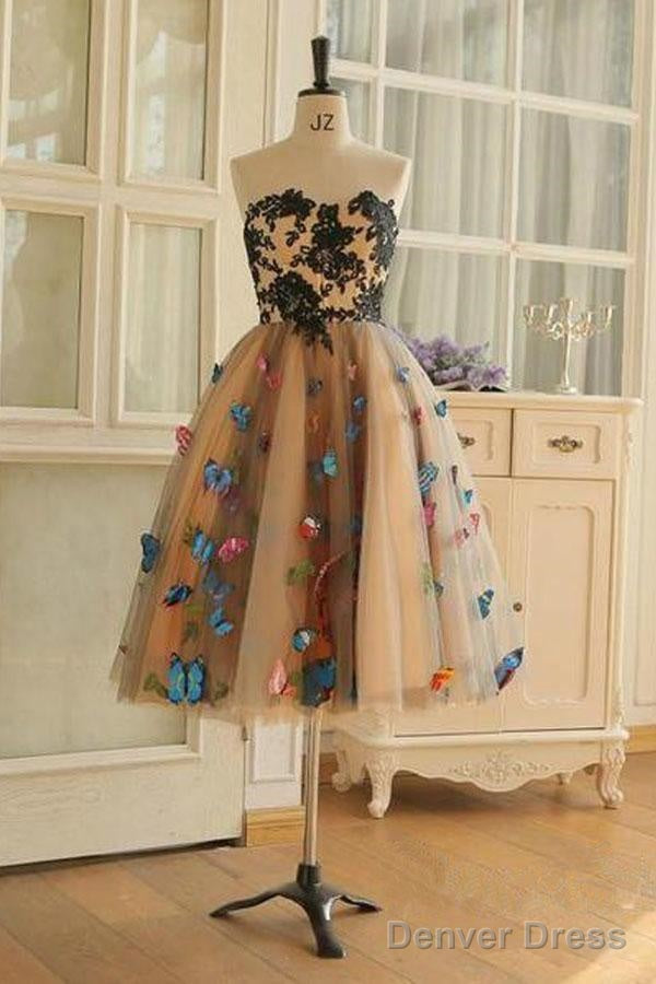 Sweetheart Neckline A Line Homecoming Dress Butterflies Short Prom Dresses Main image