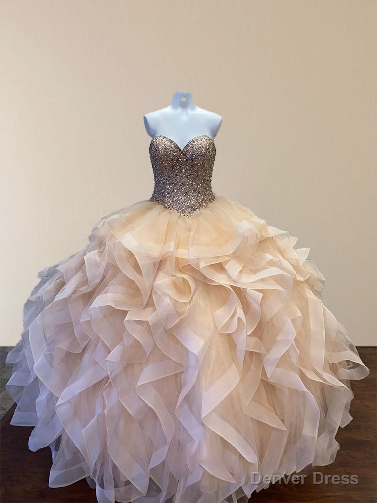 Sweetheart Neckline Sequins Sparkly Bodice Multi-Layer Ball Gown Quinceanera Dress