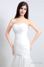 Sweetheart Off The Shoulder Pleated Simple Wedding Dresses