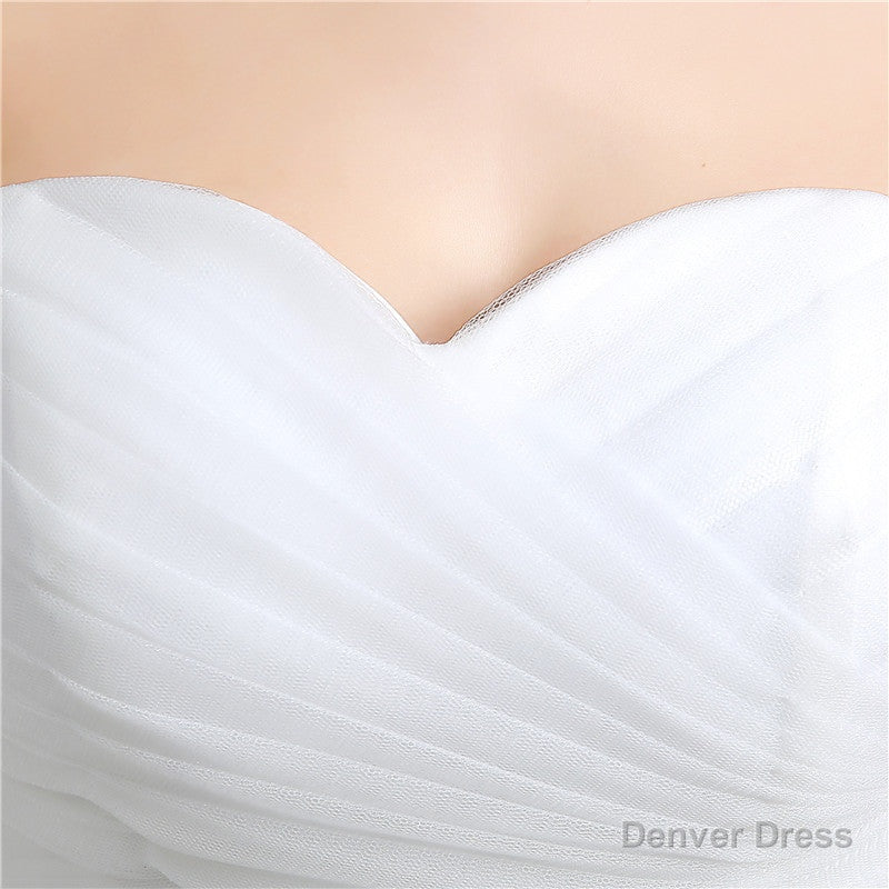 Sweetheart Off The Shoulder Pleated Simple Wedding Dresses