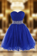 Sweetheart Royal Blue Homecoming Dress Short Prom Dresses With Beading