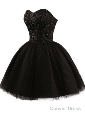 Sweetheart Short Black Lace Prom Dress, Black Lace Graduation / Homecoming Dress Secondary image