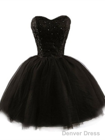 Sweetheart Short Black Lace Prom Dress, Black Lace Graduation / Homecoming Dresses Main image