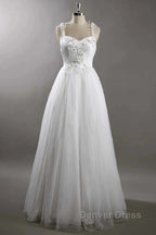 Sweetheart Strap Flower A Line Wedding Dresses