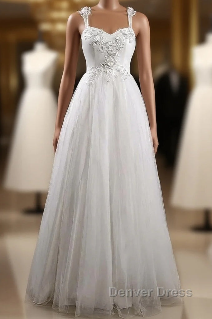 Sweetheart Strap Flower A Line Wedding Dresses Main image