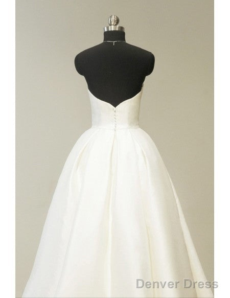 Sweetheart Tea Length Ivory Satin Vintage Wedding Dress Secondary image