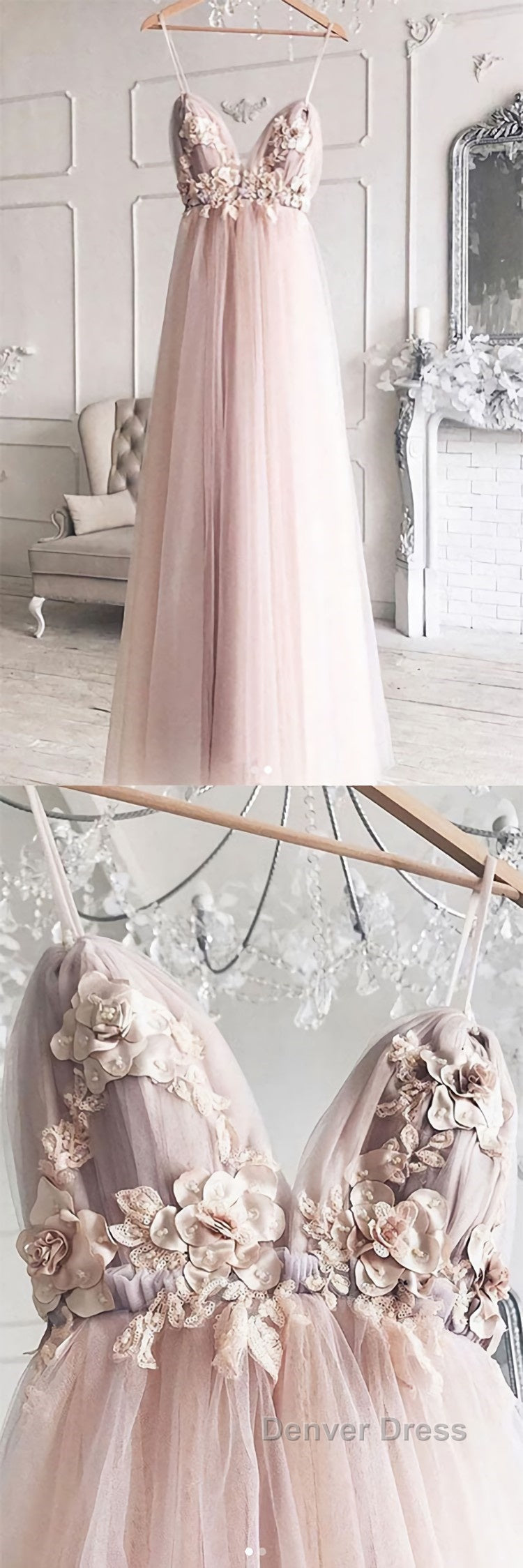Sweetheart tulle lace long prom Dress, tulle lace Prom Dresses