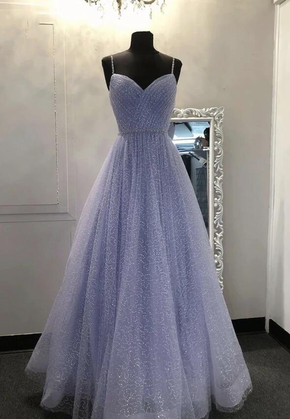 Sweetheart Tulle Sequin Long Prom Dress Purple Prom Dresses Secondary image