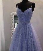 Sweetheart Tulle Sequin Long Prom Dress Purple Prom Dresses
