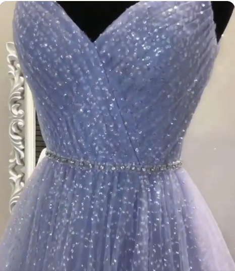 Sweetheart Tulle Sequin Long Prom Dress Purple Prom Dresses