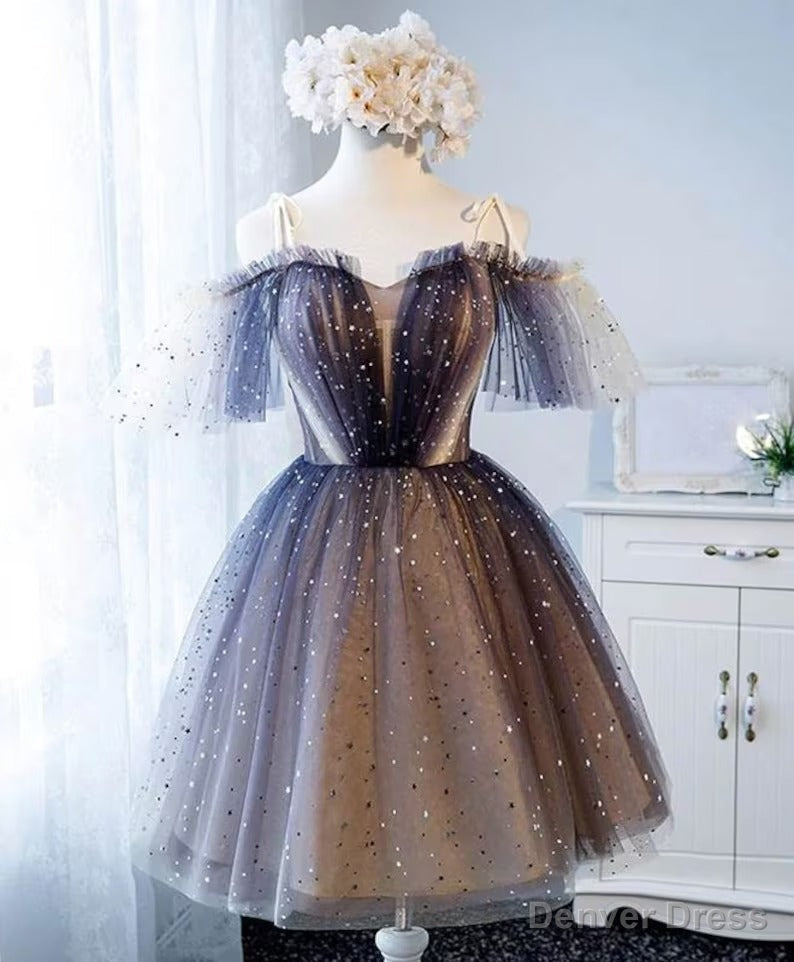 Sweetheart V-neck Starlit Cloud Tulle Mini Length Homecoming Dress Main image
