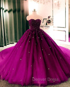Sweetheart Wedding Dresses Tulle Ball Gowns Lace Beaded
