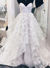 Sweetheart White Ball Gown Tulle Appliques Wedding Dress
