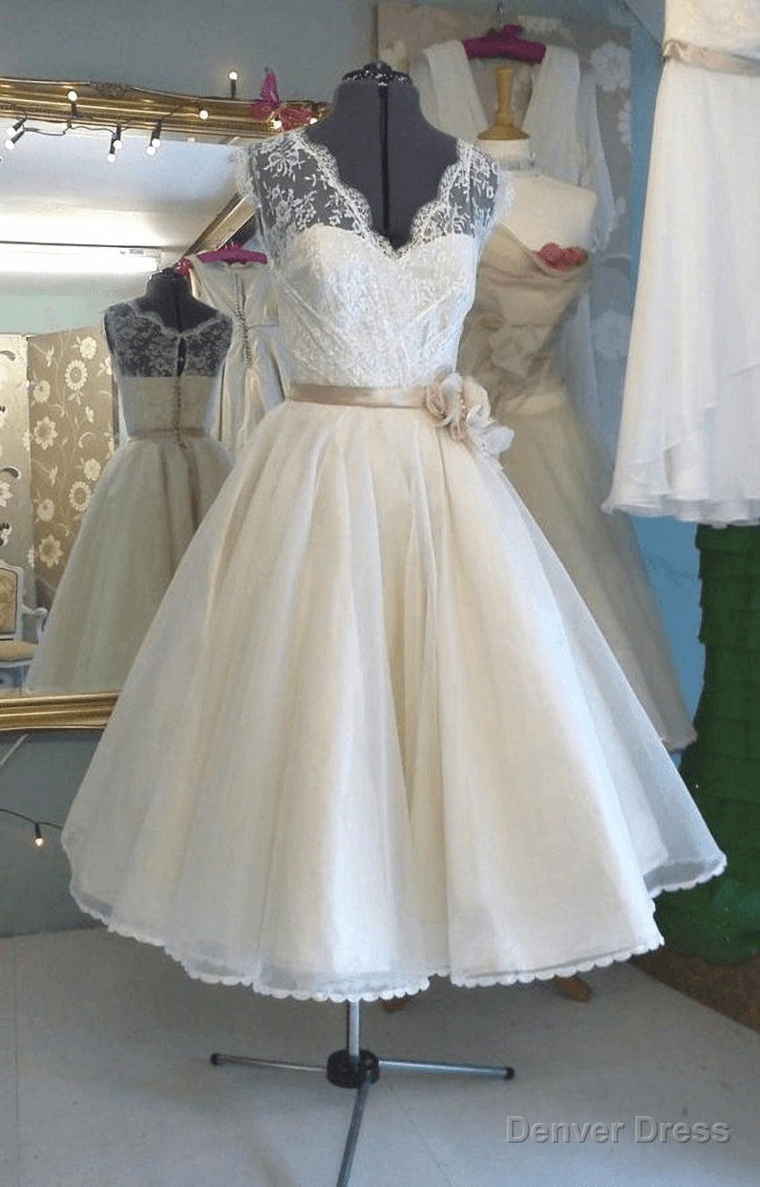 Tea Length Antique Wedding Dress 1950s Vintage Wedding Dresses Retro