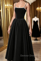 Tea Length Velvet Prom Dress, Velvet Tea Length Prom Homecoming Dresses