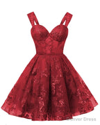 Teens Sparkly Tulle Red Homecoming Dress Spaghetti Straps Short Cocktail Prom Dresses