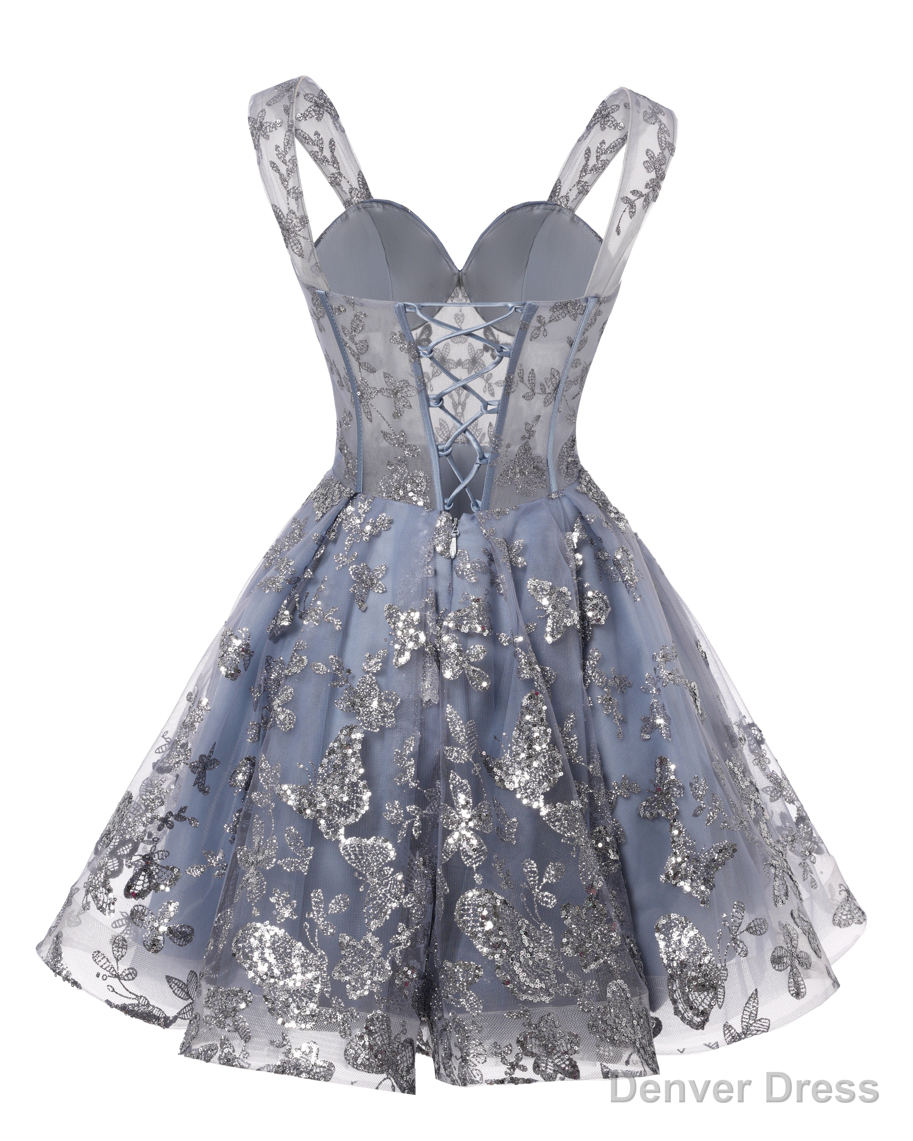 Teens Sparkly Tulle Royal Blue Homecoming Dress Spaghetti Straps Short Cocktail Prom Dresses