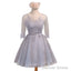 Three-Quarter Illusion Sleeve Clairvoyant Outfit Keyhole Lace Up Back Organza Appliques Homecoming Dresses