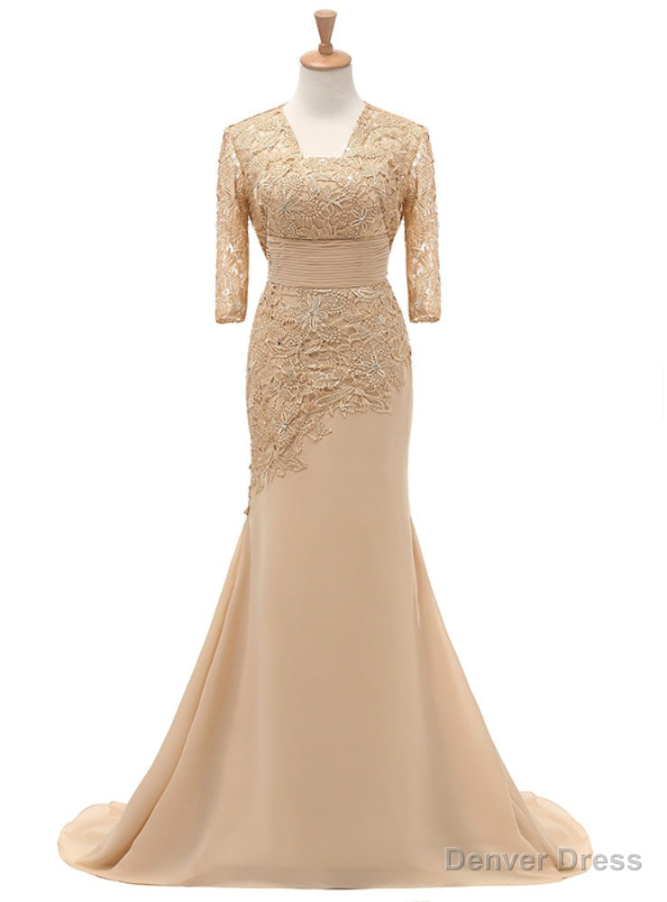 Three Quarters Half Sleeves Lace Mother Of the Bride Dresses With Jacket