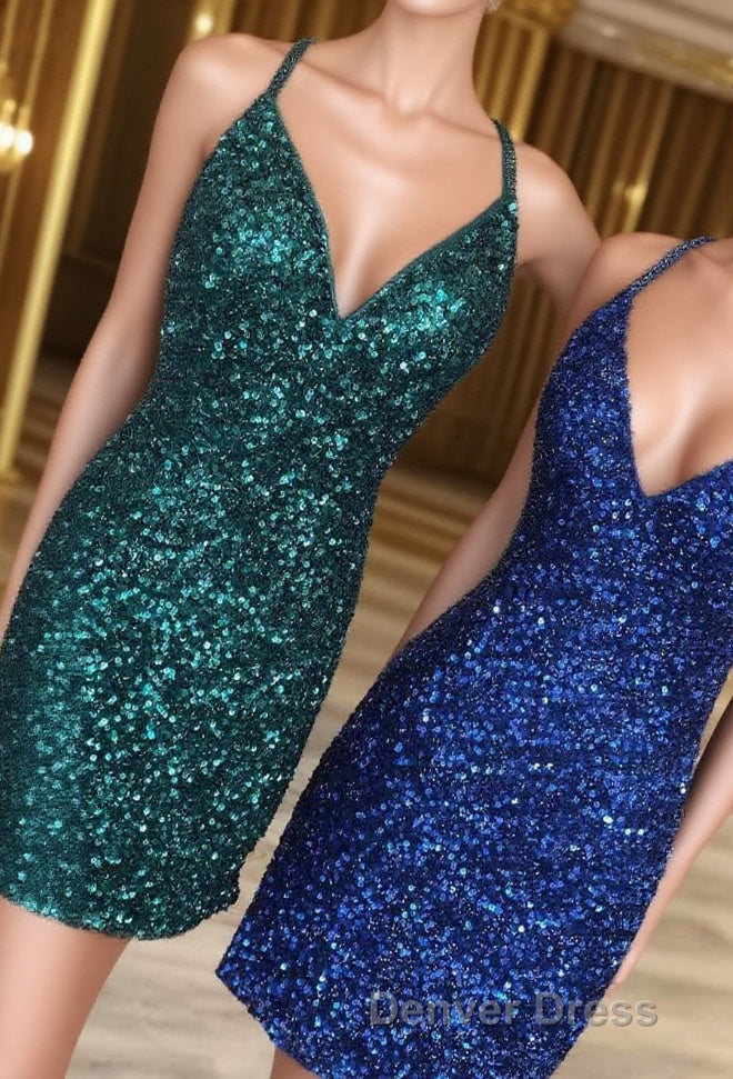 Tight Dark Green Sequins Party Dresses Bodycon Dresses Main image