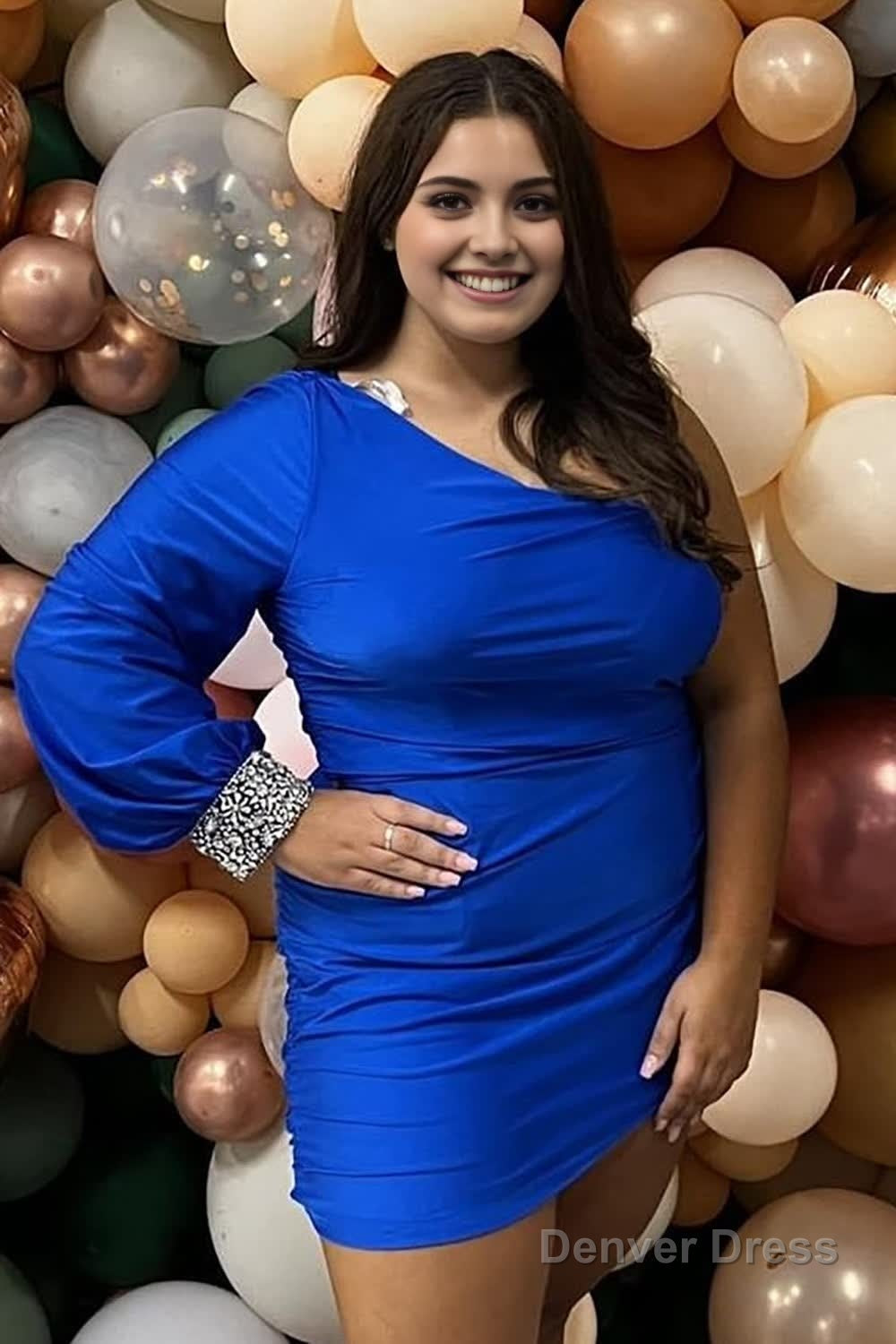 Tight Fuchsia Ruched Homecoming Dresses with Sleeves