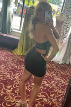 Tight Red Open Back Sequins Homecoming Dress