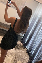 Tight Sequins One Shoulder Homecoming Dress