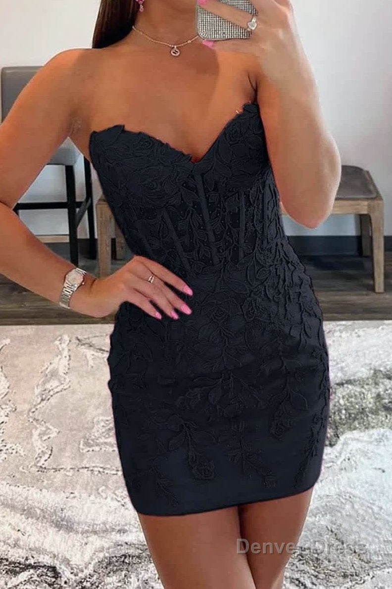 Tight Short Homecoming Dress with Appliques